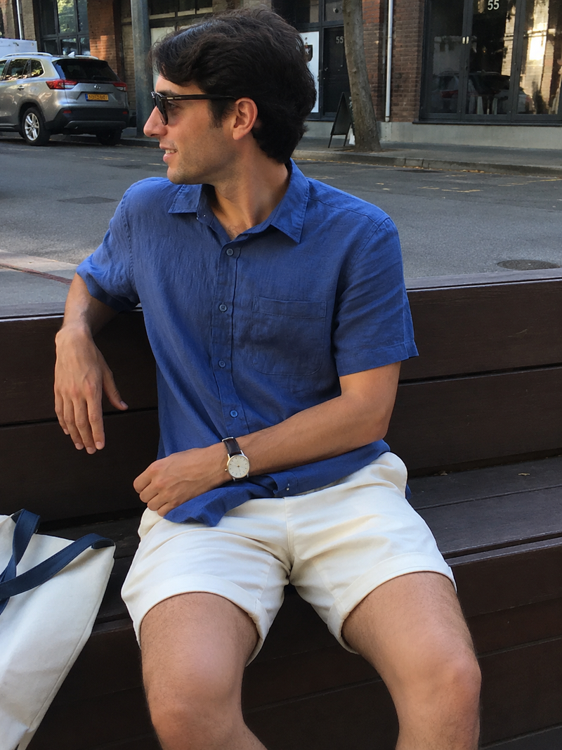 “Daniel wearing the Portofino Linen Shirt in Capri”