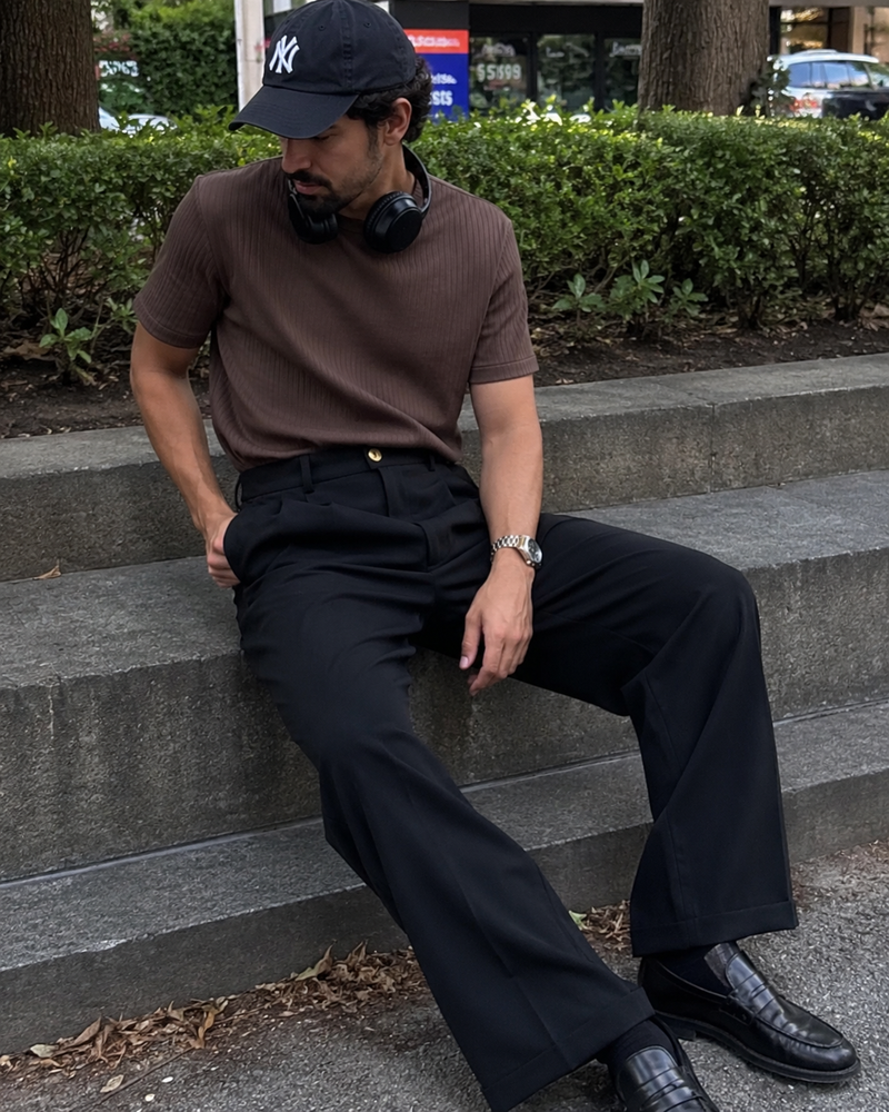 “Thomas in the Puro Tee and Strato Tailored Pants”